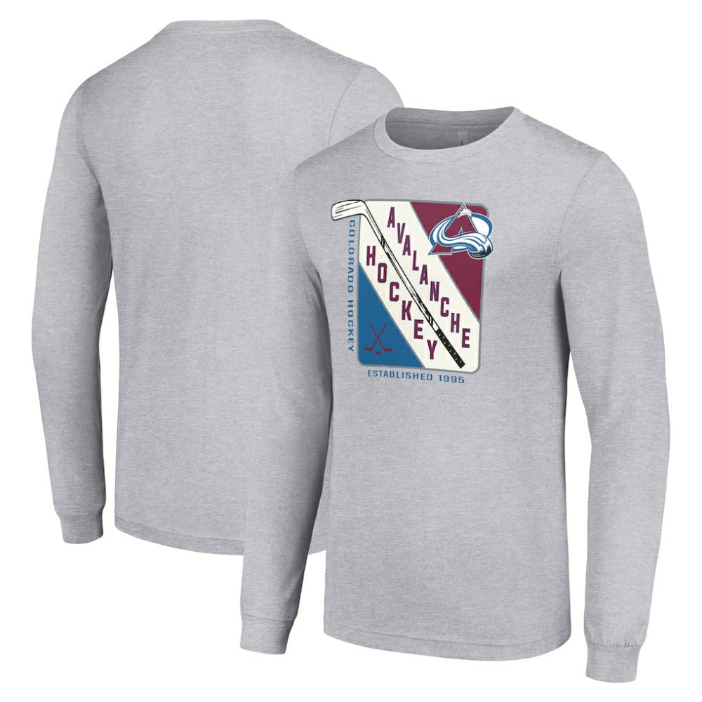 Colorado Avalanche Starter Shield Long Sleeve Graphic T-Shirt - Heather Gray | NHL discount