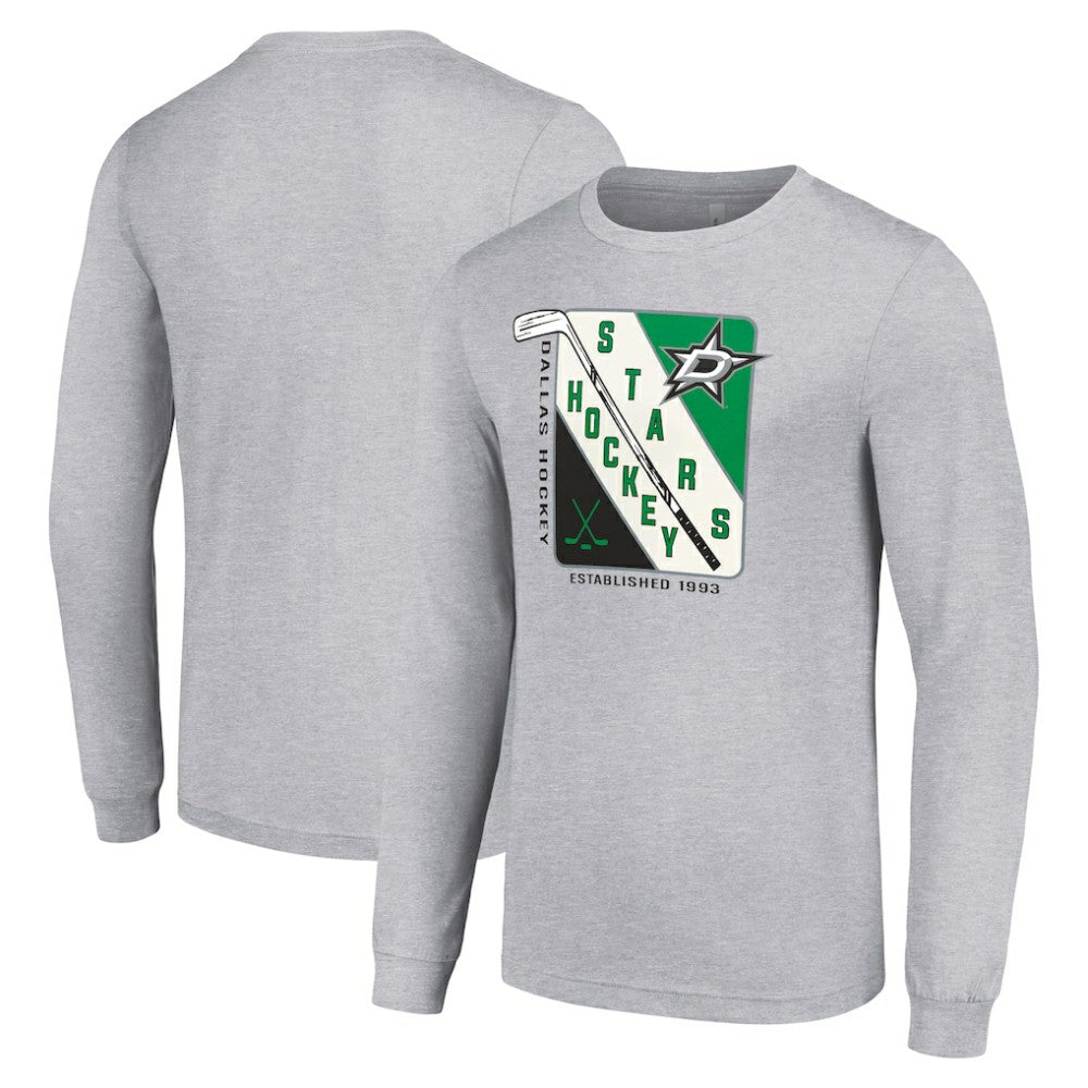 Dallas Stars Starter Shield Long Sleeve Graphic T-Shirt - Heather Gray | NHL Clearance