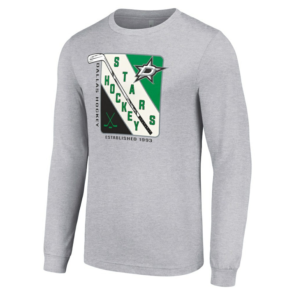 Dallas Stars Starter Shield Long Sleeve Graphic T-Shirt - Heather Gray | NHL Clearance
