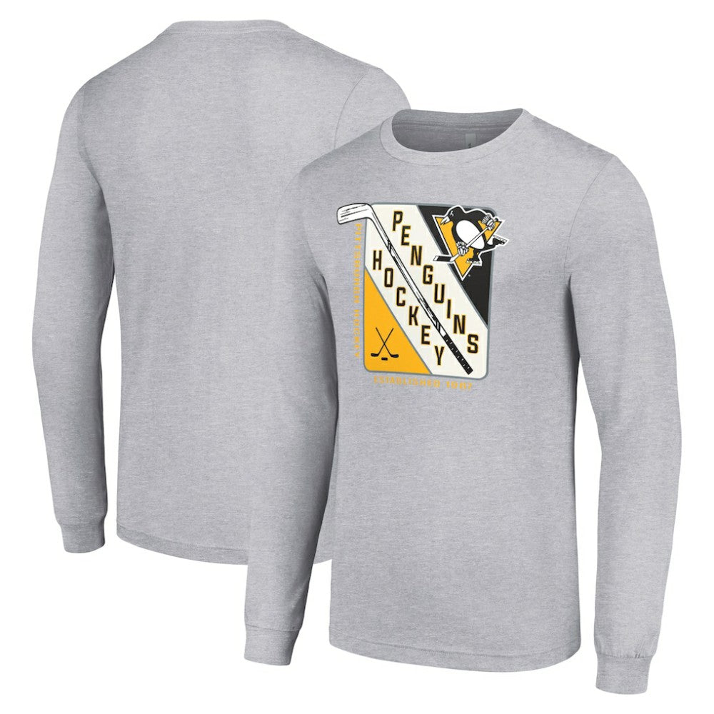 Pittsburgh Penguins Starter Shield Long Sleeve Graphic T-Shirt - Heather Gray | NHL sale