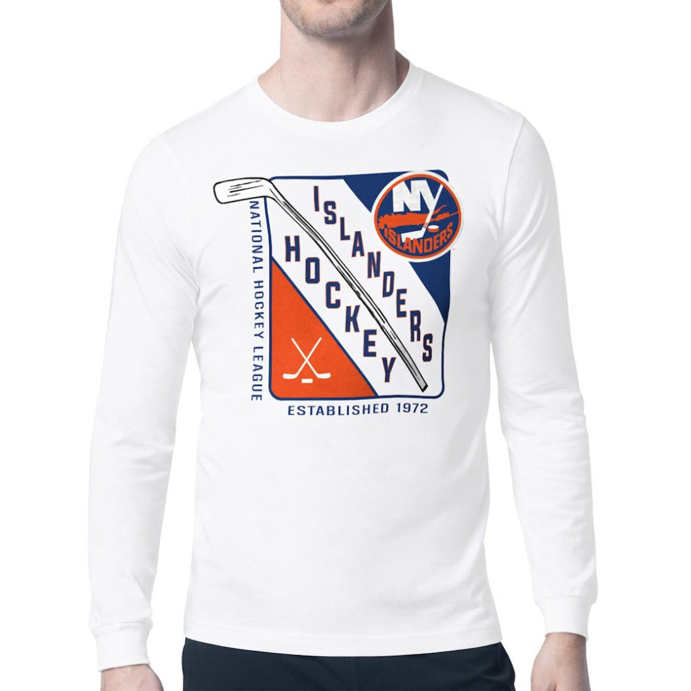 New York Islanders Starter Shield Long Sleeve Graphic T-Shirt - White | NHL Clearance