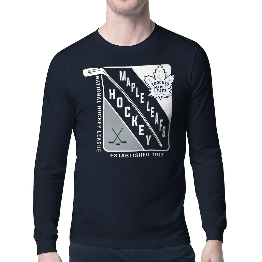 Toronto Maple Leafs Starter Shield Long Sleeve Graphic T-Shirt - Navy | NHL Lifestyle