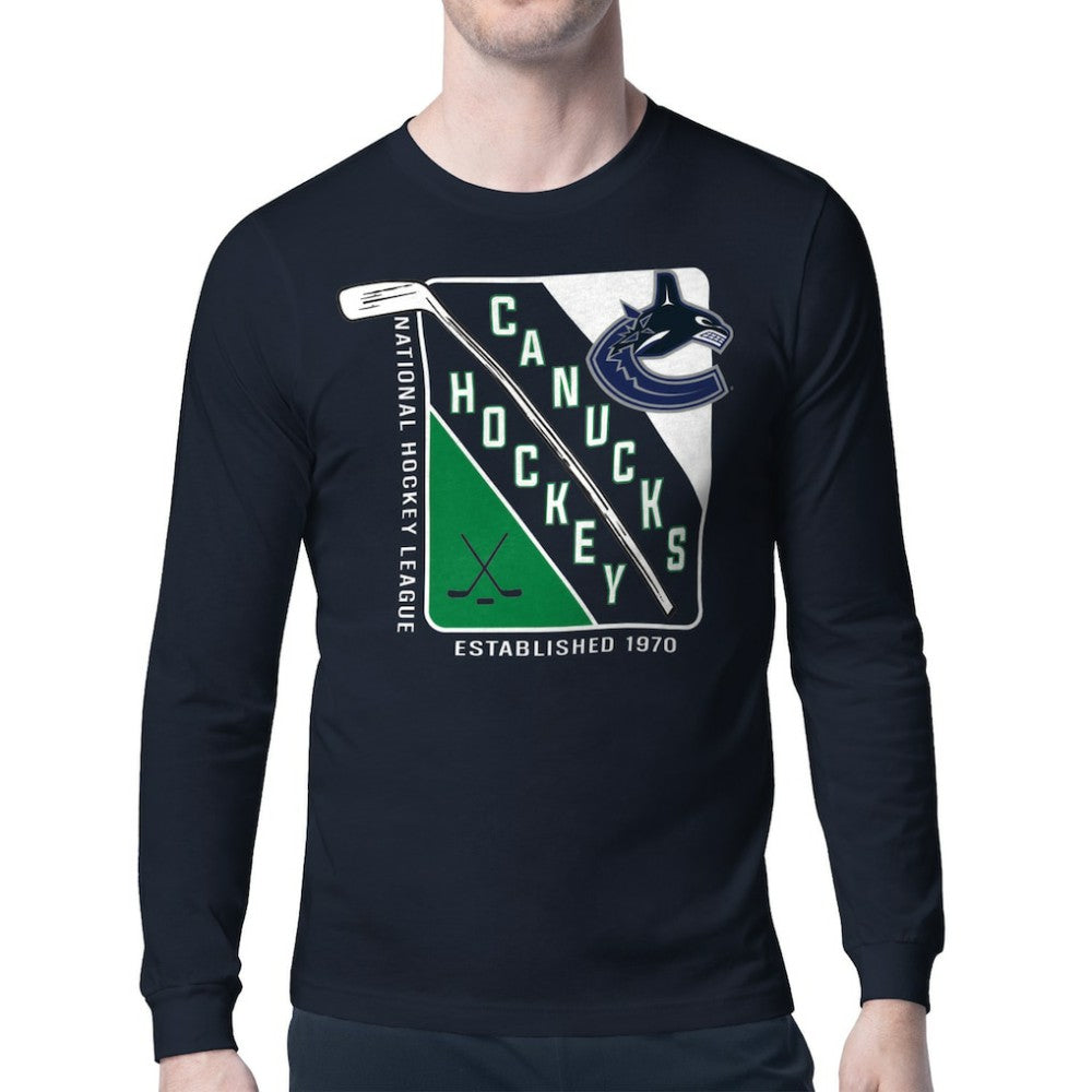 Vancouver Canucks Starter Shield Long Sleeve Graphic T-Shirt - Navy | NHL online