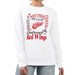 Detroit Red Wings G-III 4Her by Carl Banks Women's Collage Graphic Fleece Long Sleeve Pullover Sweatshirt - White | NHL Lifestyle