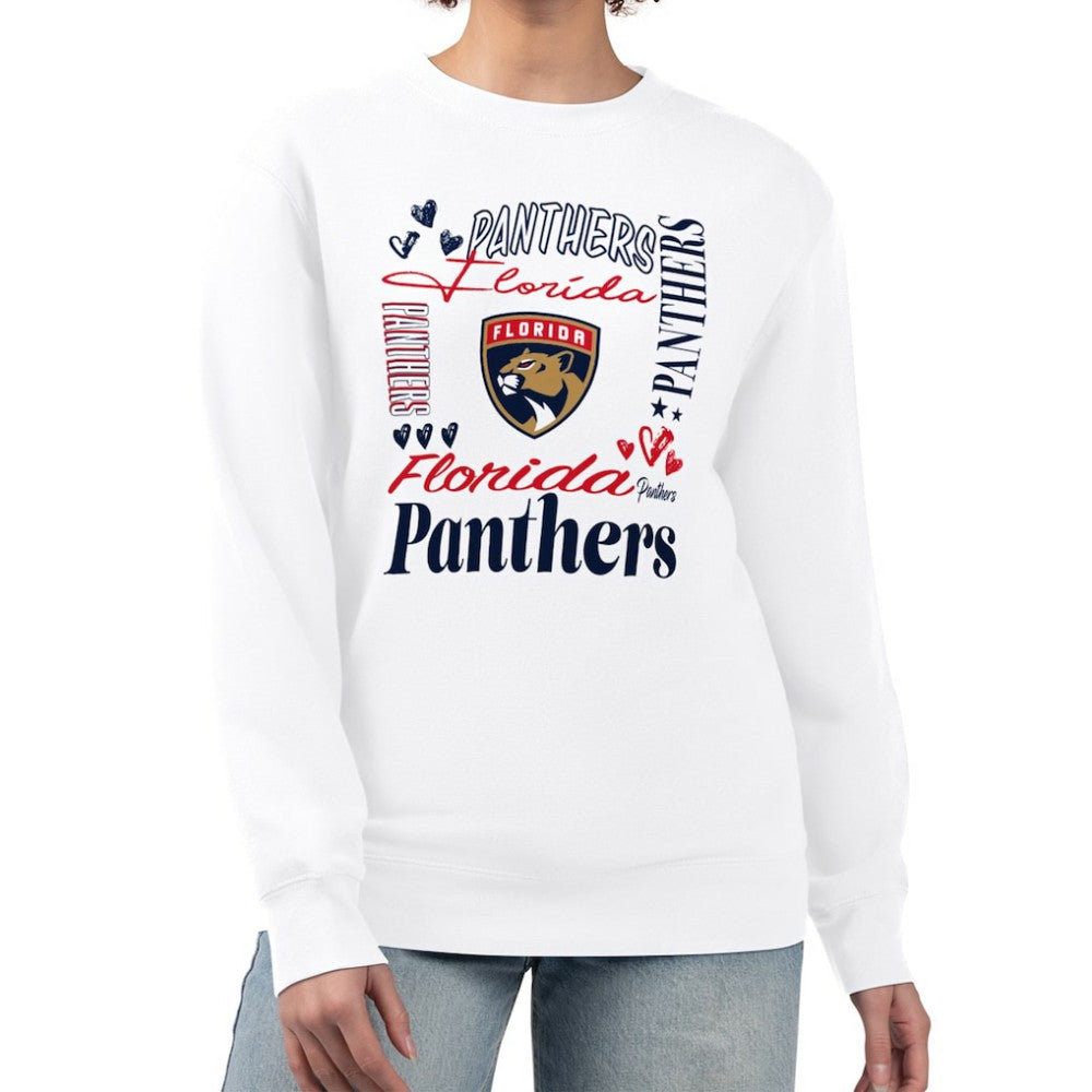 Florida Panthers G-III 4Her by Carl Banks Women's Collage Graphic Fleece Long Sleeve Pullover Sweatshirt - White | NHL discount