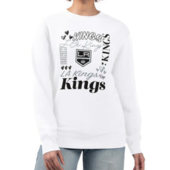Los Angeles Kings G-III 4Her by Carl Banks Women's Collage Graphic Fleece Long Sleeve Pullover Sweatshirt - White | NHL Lifestyle