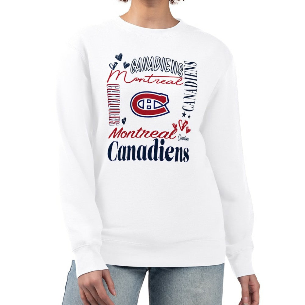 Montreal Canadiens G-III 4Her by Carl Banks Women's Collage Graphic Fleece Long Sleeve Pullover Sweatshirt - White | NHL discount