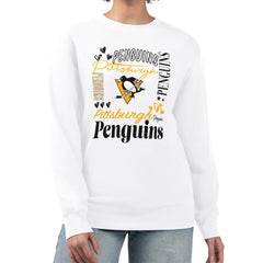 Pittsburgh Penguins G-III 4Her by Carl Banks Women's Collage Graphic Fleece Long Sleeve Pullover Sweatshirt - White | NHL on sale