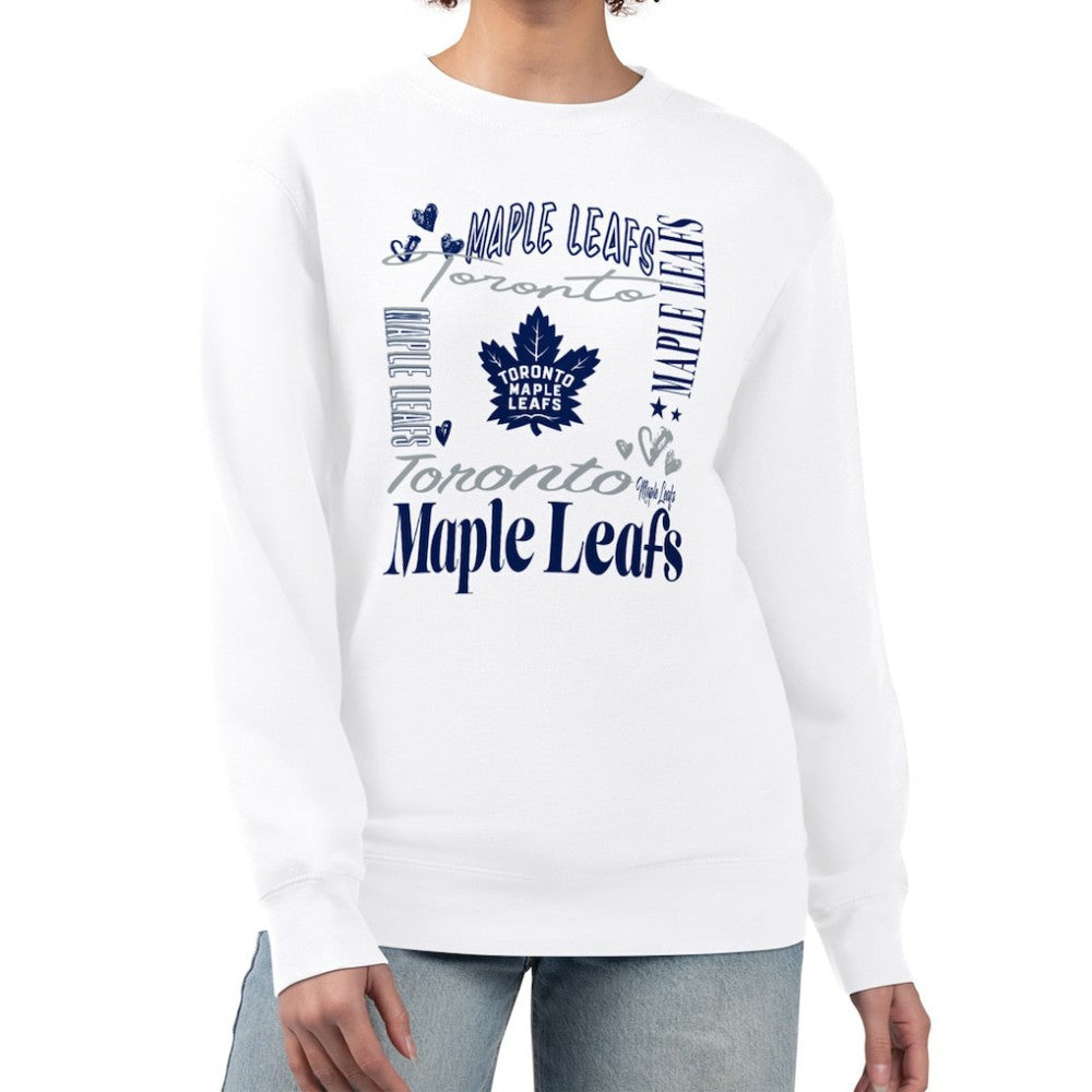 Toronto Maple Leafs G-III 4Her by Carl Banks Women's Collage Graphic Fleece Long Sleeve Pullover Sweatshirt - White | NHL sale