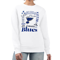 St. Louis Blues G-III 4Her by Carl Banks Women's Collage Graphic Fleece Long Sleeve Pullover Sweatshirt - White | NHL near me