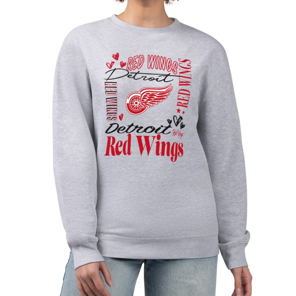 Detroit Red Wings G-III 4Her by Carl Banks Women's Collage Graphic Fleece Long Sleeve Pullover Sweatshirt - Heather Gray | NHL sale