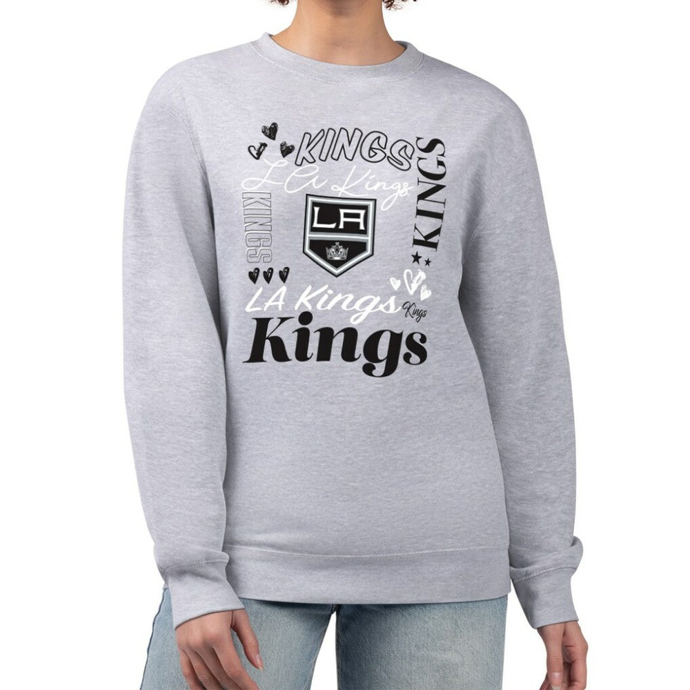 Los Angeles Kings G-III 4Her by Carl Banks Women's Collage Graphic Fleece Long Sleeve Pullover Sweatshirt - Heather Gray | NHL discount