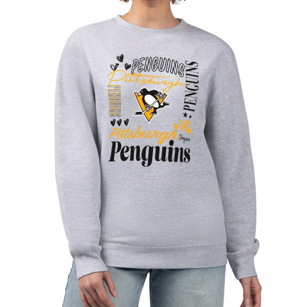 Pittsburgh Penguins G-III 4Her by Carl Banks Women's Collage Graphic Fleece Long Sleeve Pullover Sweatshirt - Heather Gray | NHL on sale
