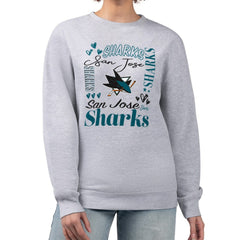 San Jose Sharks G-III 4Her by Carl Banks Women's Collage Graphic Fleece Long Sleeve Pullover Sweatshirt - Heather Gray | NHL online