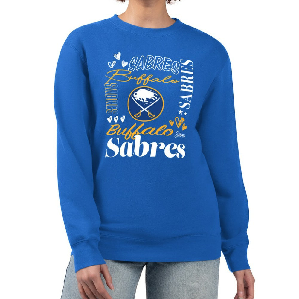 Buffalo Sabres G-III 4Her by Carl Banks Women's Collage Graphic Fleece Long Sleeve Pullover Sweatshirt - Royal | NHL discount