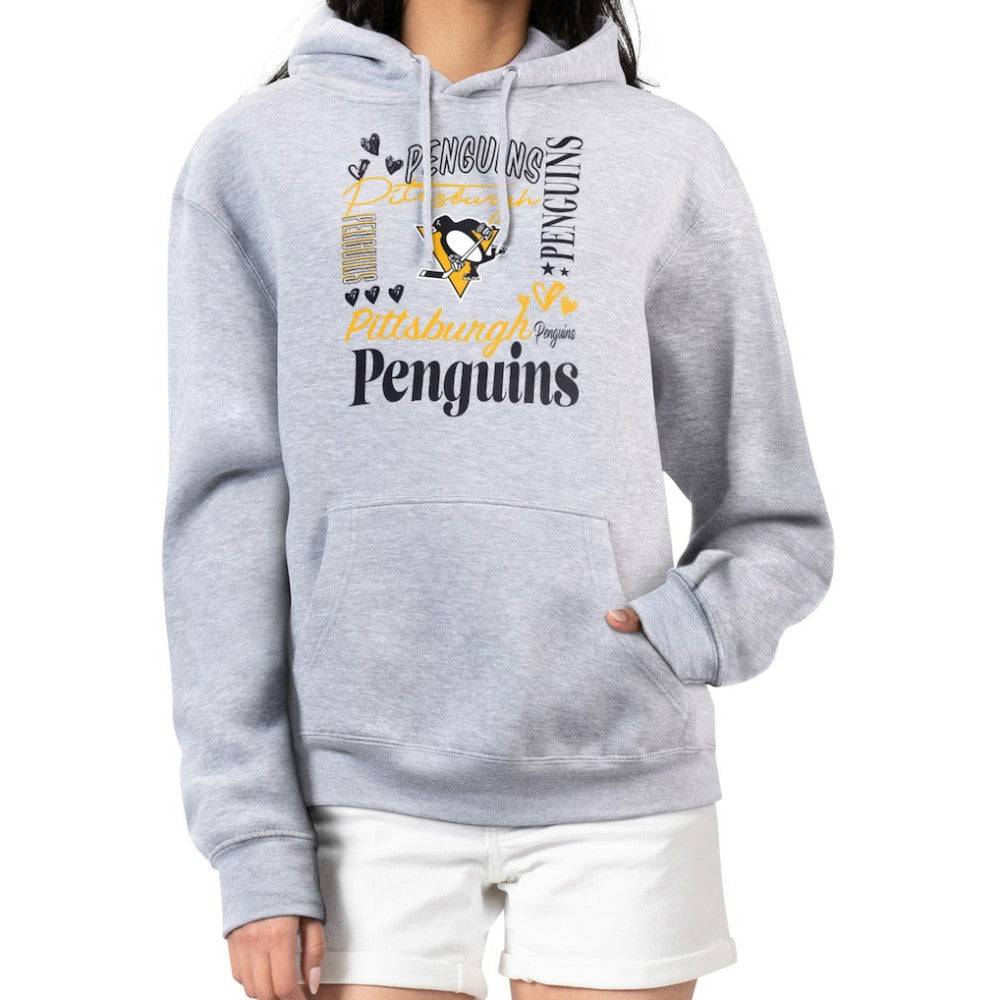 Pittsburgh Penguins G-III 4Her by Carl Banks Women's Collage Team Graphic Tri-Blend Fleece Pullover Hoodie - Heather Gray | NHL Clearance