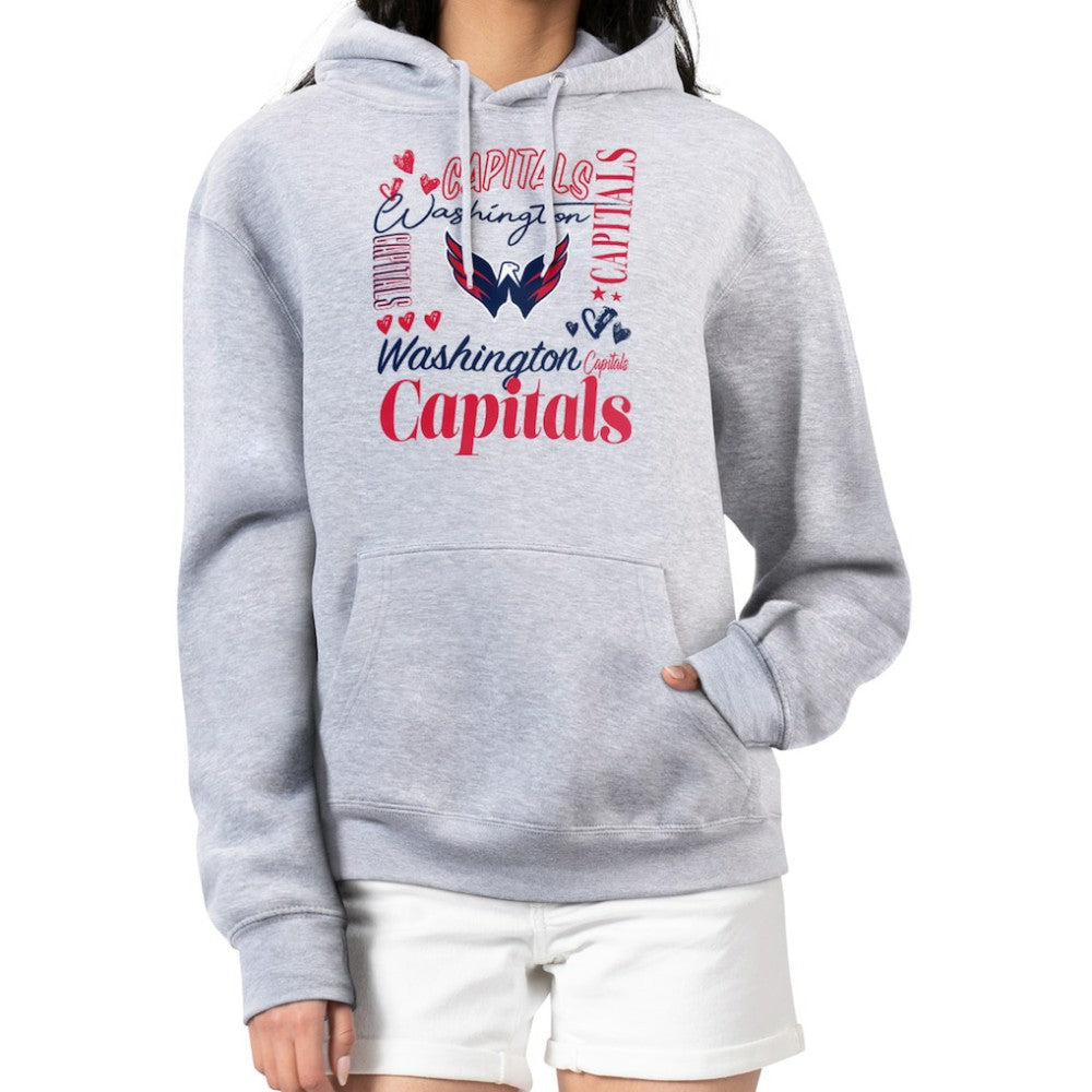 Washington Capitals G-III 4Her by Carl Banks Women's Collage Team Graphic Fleece Pullover Hoodie - Heather Gray | NHL Clearance
