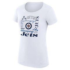 Winnipeg Jets G-III 4Her by Carl Banks Women's Super-Slim Fit Lightweight Collage Team Graphic T-Shirt - White | NHL Clearance