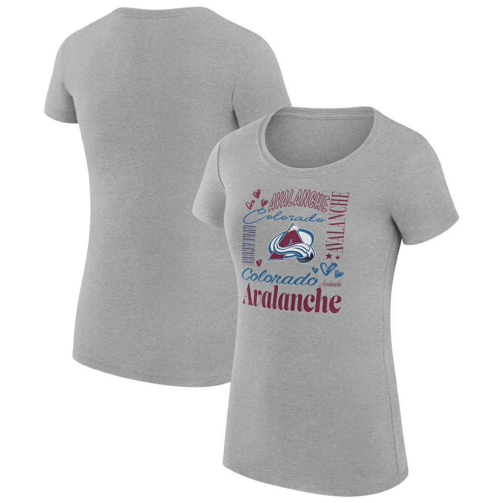 Colorado Avalanche G-III 4Her by Carl Banks Women's Super-Slim Fit Lightweight Collage Team Graphic T-Shirt - Heather Gray | NHL near me