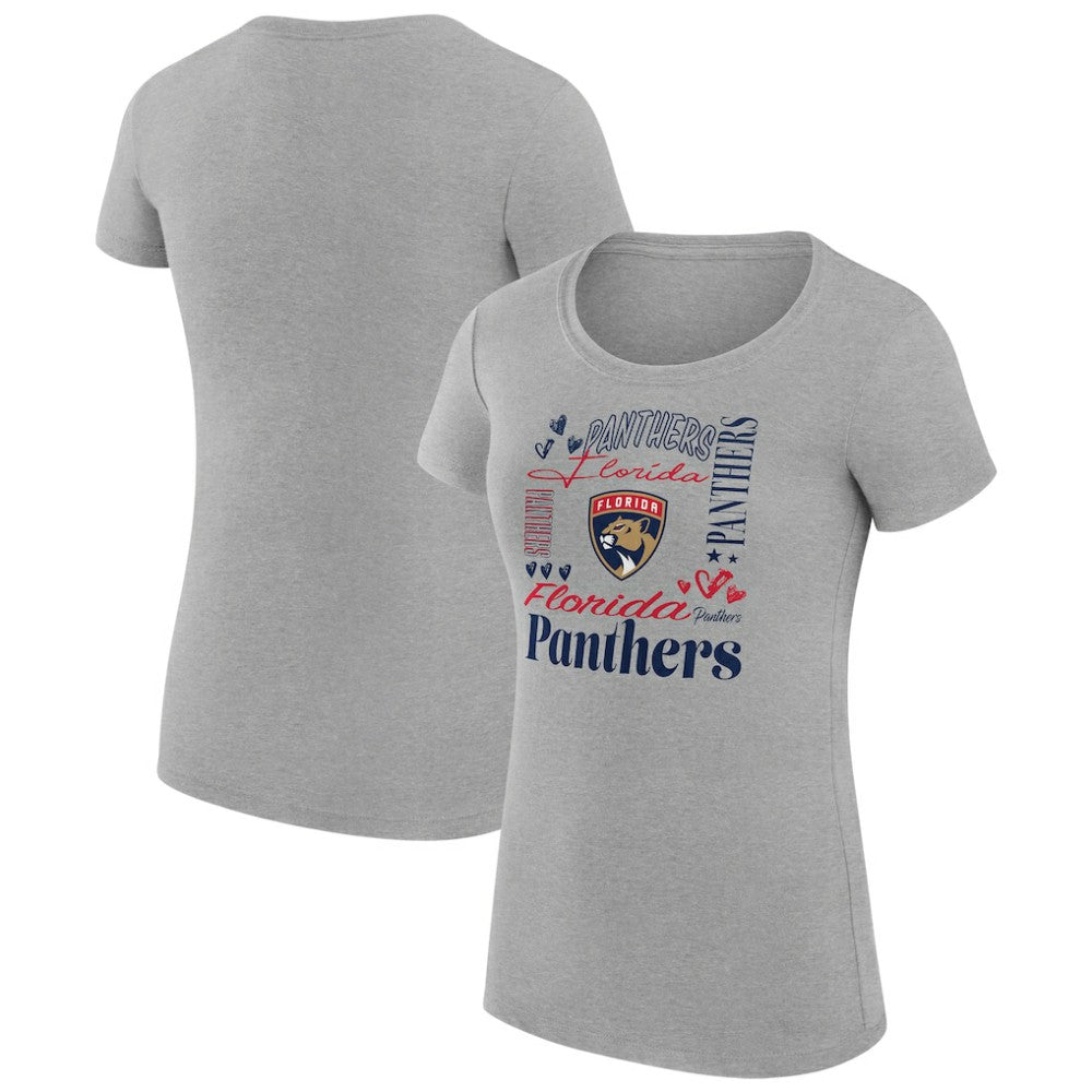 Florida Panthers G-III 4Her by Carl Banks Women's Super-Slim Fit Lightweight Collage Team Graphic T-Shirt - Heather Gray | NHL Lifestyle