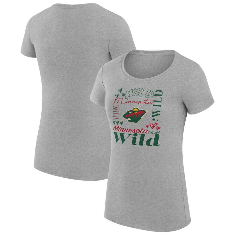 Minnesota Wild G-III 4Her by Carl Banks Women's Super-Slim Fit Lightweight Collage Team Graphic T-Shirt - Heather Gray | NHL sale