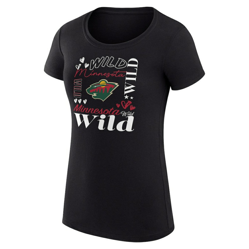 Minnesota Wild G-III 4Her by Carl Banks Women's Super-Slim Fit Lightweight Collage Team Graphic T-Shirt - Black | NHL near me