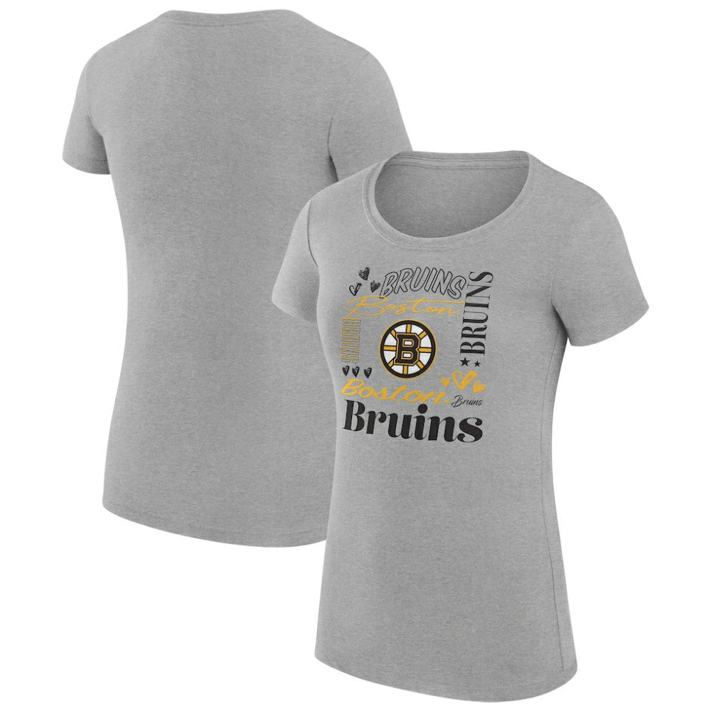 Boston Bruins G-III 4Her by Carl Banks Women's Super-Slim Fit Lightweight Collage Team Graphic T-Shirt - Heather Gray | NHL near me