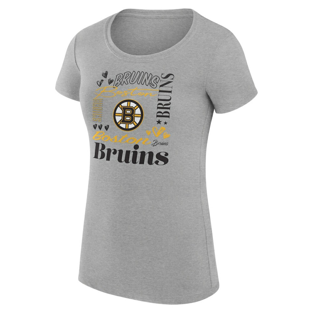 Boston Bruins G-III 4Her by Carl Banks Women's Super-Slim Fit Lightweight Collage Team Graphic T-Shirt - Heather Gray | NHL near me