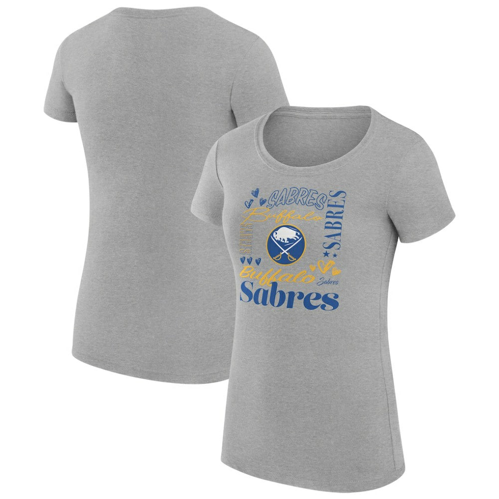 Buffalo Sabres G-III 4Her by Carl Banks Women's Super-Slim Fit Lightweight Collage Team Graphic T-Shirt - Heather Gray | NHL Clearance