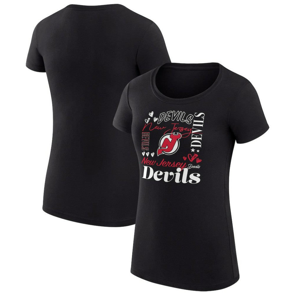 New Jersey Devils G-III 4Her by Carl Banks Women's Super-Slim Fit Lightweight Collage Team Graphic T-Shirt - Black | NHL sale