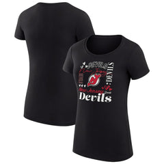 New Jersey Devils G-III 4Her by Carl Banks Women's Super-Slim Fit Lightweight Collage Team Graphic T-Shirt - Black | NHL sale