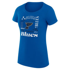 St. Louis Blues G-III 4Her by Carl Banks Women's Super-Slim Fit Lightweight Collage Team Graphic T-Shirt - Blue | NHL Clearance