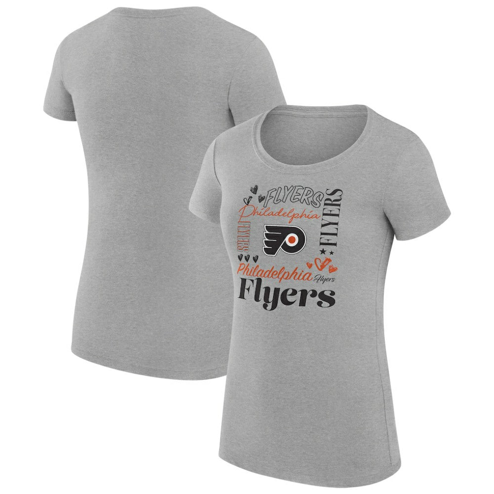 Philadelphia Flyers G-III 4Her by Carl Banks Women's Super-Slim Fit Lightweight Collage Team Graphic T-Shirt - Heather Gray | NHL near me