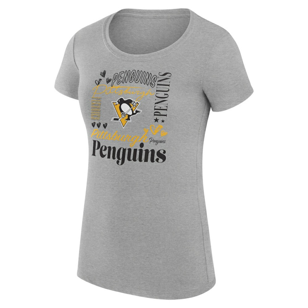 Pittsburgh Penguins G-III 4Her by Carl Banks Women's Super-Slim Fit Lightweight Collage Team Graphic T-Shirt - Heather Gray | NHL discount