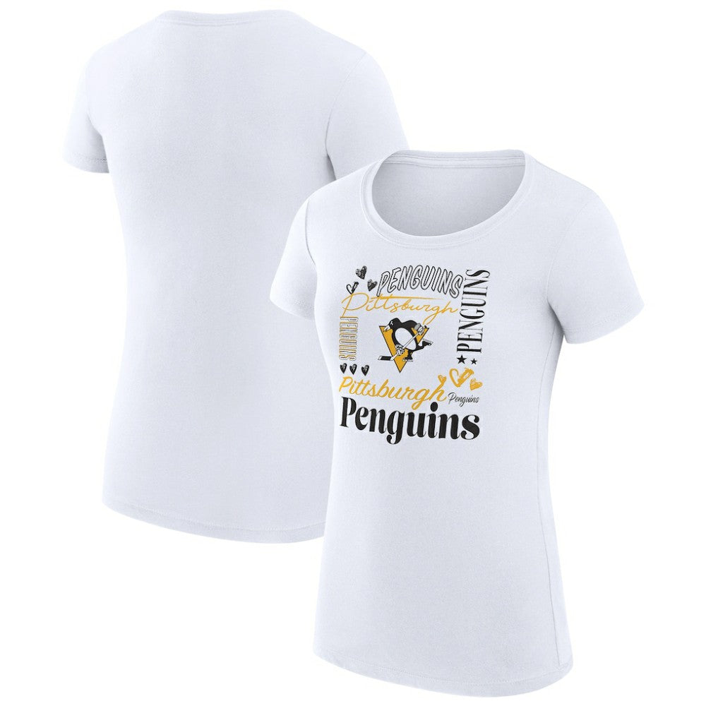 Pittsburgh Penguins G-III 4Her by Carl Banks Women's Super-Slim Fit Lightweight Collage Team Graphic T-Shirt - White | NHL discount