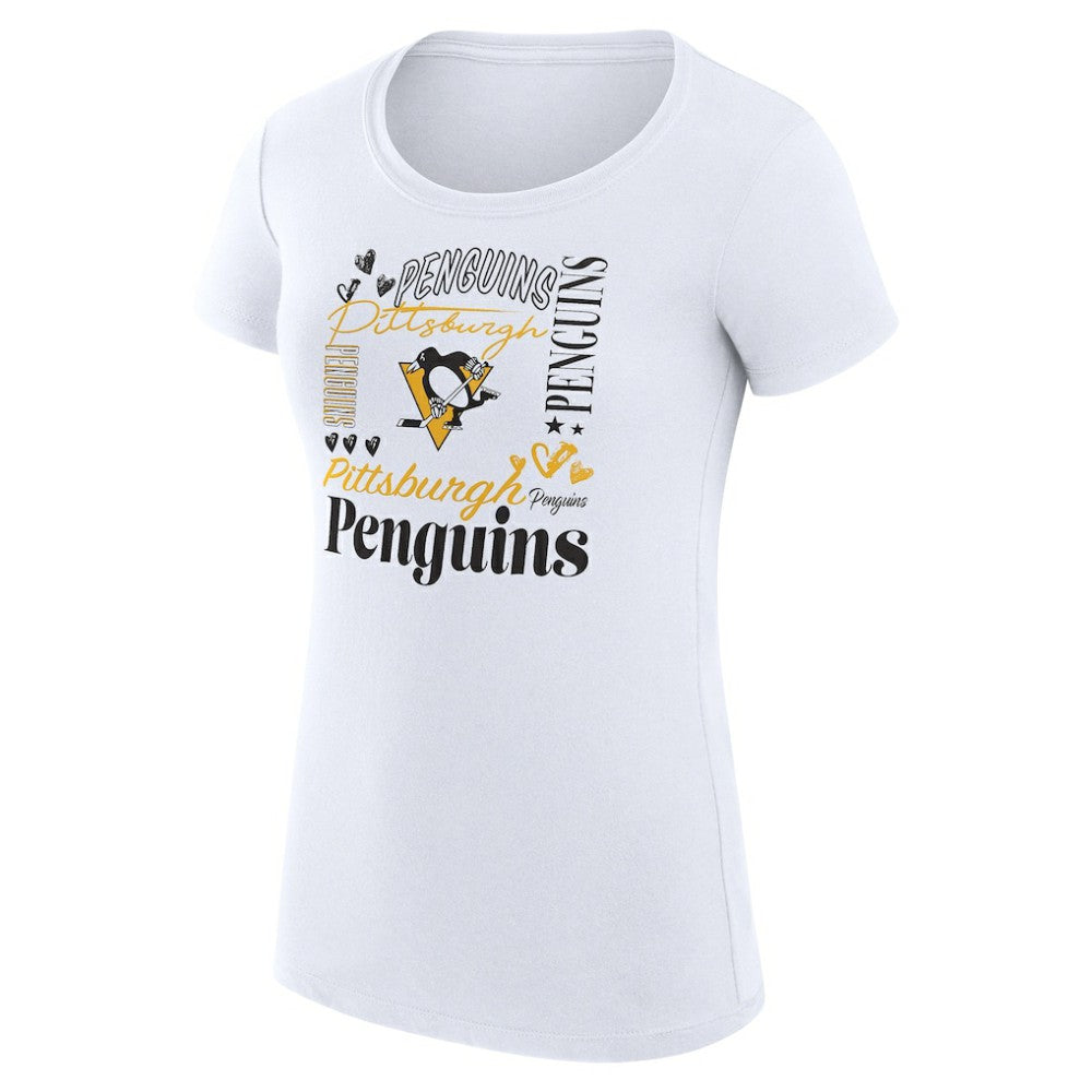 Pittsburgh Penguins G-III 4Her by Carl Banks Women's Super-Slim Fit Lightweight Collage Team Graphic T-Shirt - White | NHL discount