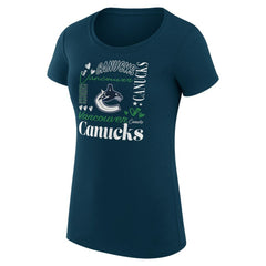 Vancouver Canucks G-III 4Her by Carl Banks Women's Super-Slim Fit Lightweight Collage Team Graphic T-Shirt - Navy | NHL Lifestyle
