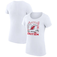 New Jersey Devils G-III 4Her by Carl Banks Women's Super-Slim Fit Lightweight Collage Team Graphic T-Shirt - White | NHL sale