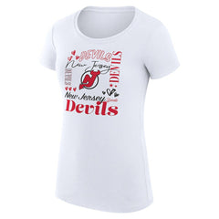 New Jersey Devils G-III 4Her by Carl Banks Women's Super-Slim Fit Lightweight Collage Team Graphic T-Shirt - White | NHL sale