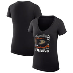 Anaheim Ducks G-III 4Her by Carl Banks Women's Super-Slim Fit Lightweight Collage Team Graphic T-Shirt - Black | NHL Clearance