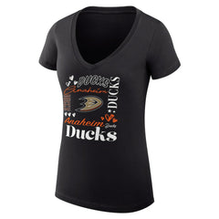 Anaheim Ducks G-III 4Her by Carl Banks Women's Super-Slim Fit Lightweight Collage Team Graphic T-Shirt - Black | NHL Clearance