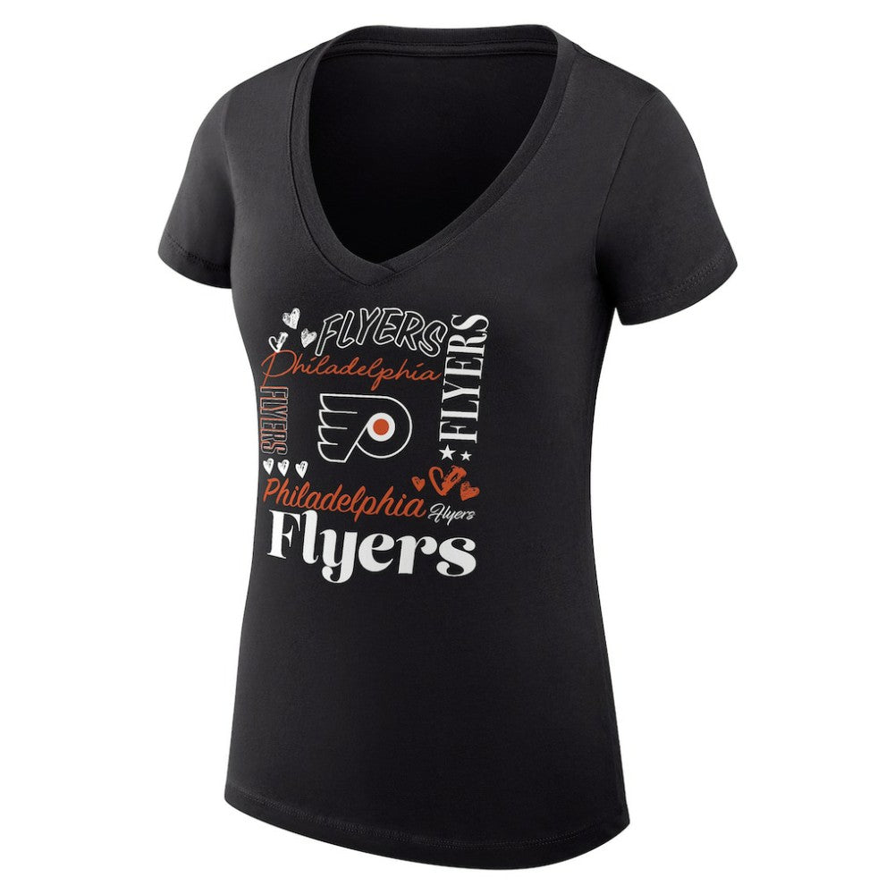 Philadelphia Flyers G-III 4Her by Carl Banks Women's Super-Slim Fit Lightweight Collage Team Graphic T-Shirt - Black | NHL near me