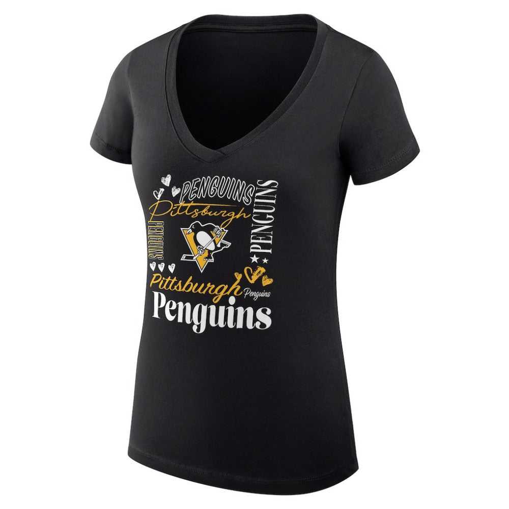 Pittsburgh Penguins G-III 4Her by Carl Banks Women's Super-Slim Fit Lightweight Collage Team Graphic T-Shirt - Black | NHL on sale
