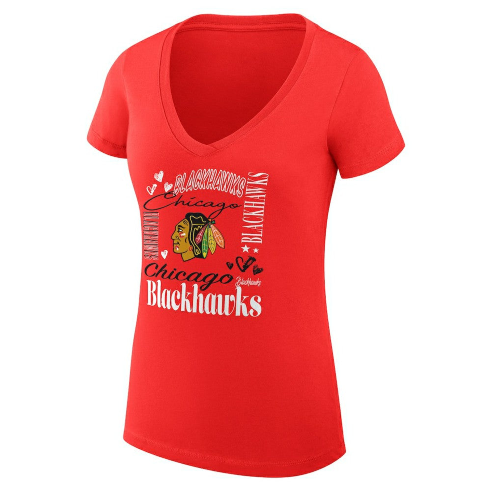 Chicago Blackhawks G-III 4Her by Carl Banks Women's Super-Slim Fit Lightweight Collage Team Graphic T-Shirt - Red | NHL discount