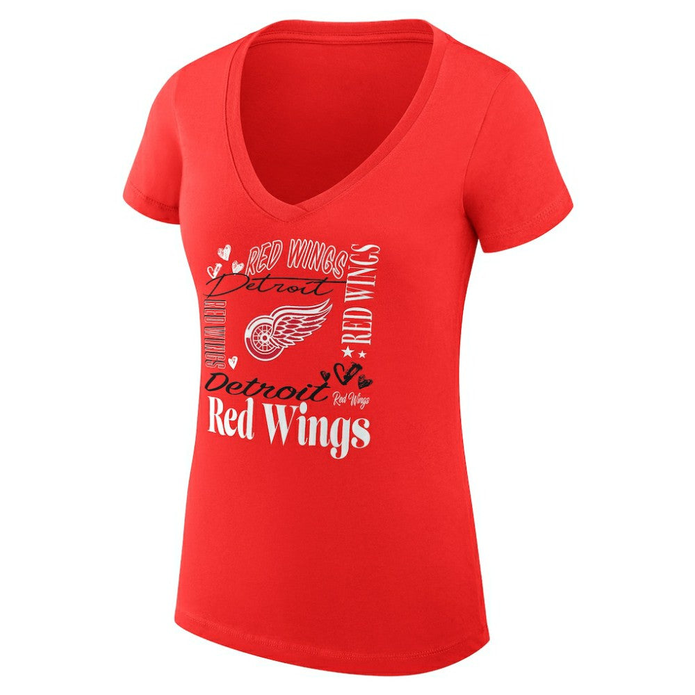 Detroit Red Wings G-III 4Her by Carl Banks Women's Super-Slim Fit Lightweight Collage Team Graphic T-Shirt - Red | NHL near me