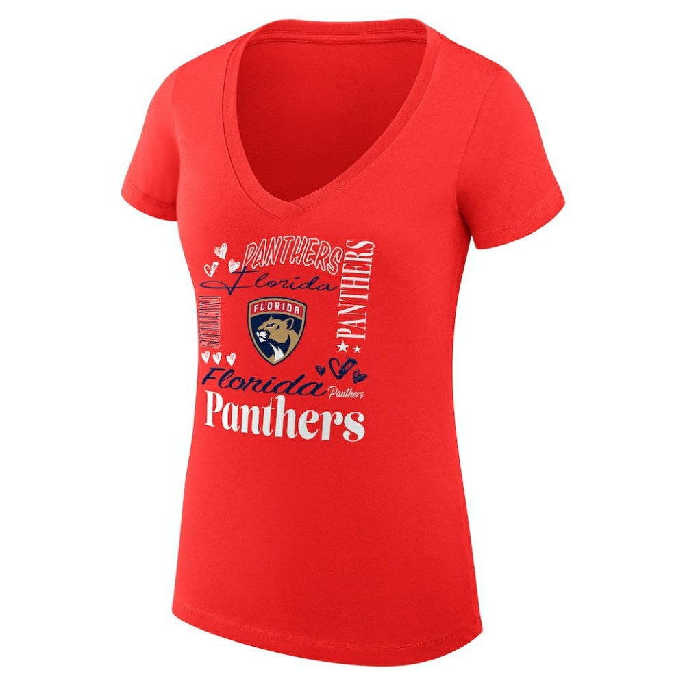 Florida Panthers G-III 4Her by Carl Banks Women's Super-Slim Fit Lightweight Collage Team Graphic T-Shirt - Red | NHL on sale