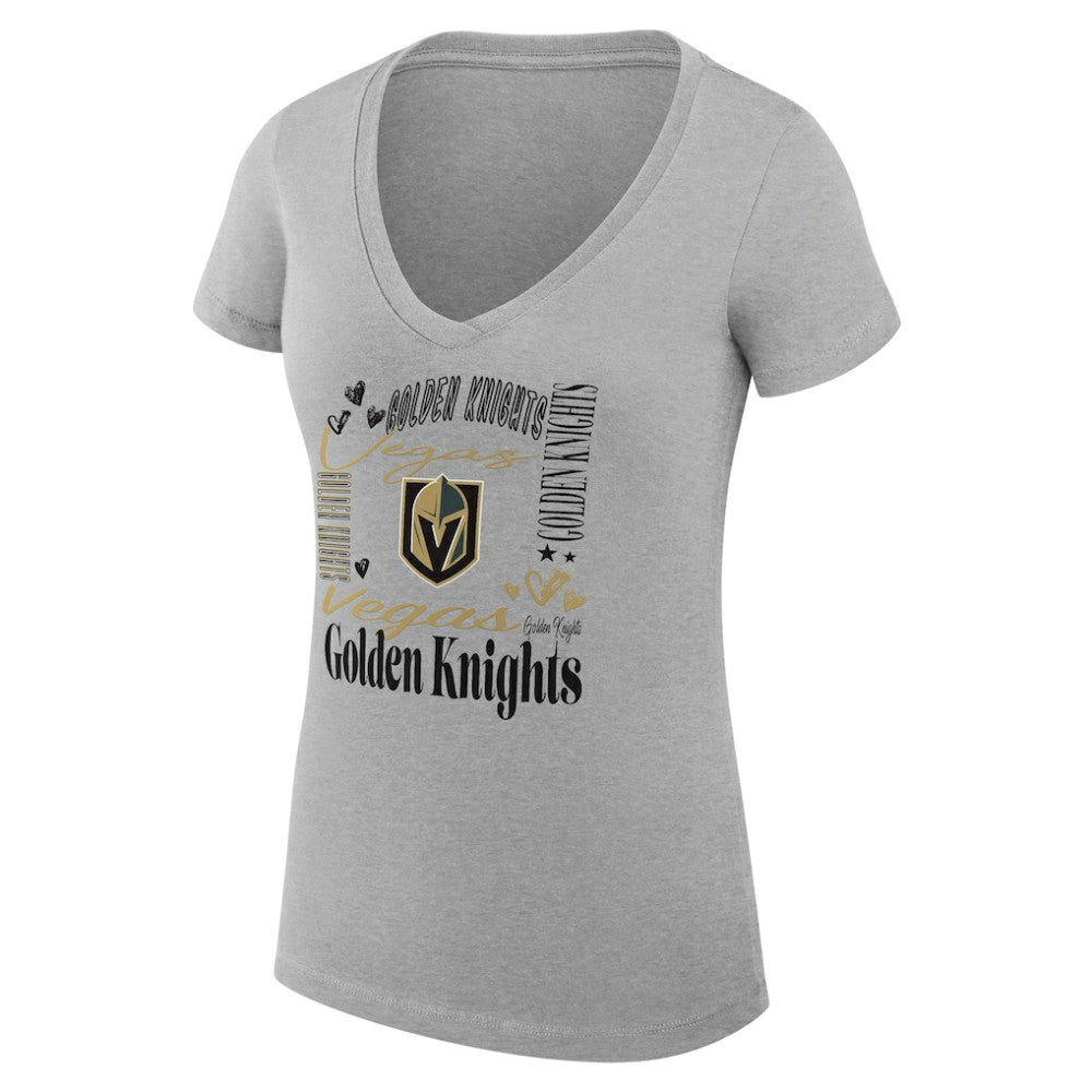 Vegas Golden Knights G-III 4Her by Carl Banks Women's Super-Slim Fit Lightweight Collage Team Graphic T-Shirt - Heather Gray | NHL Clearance