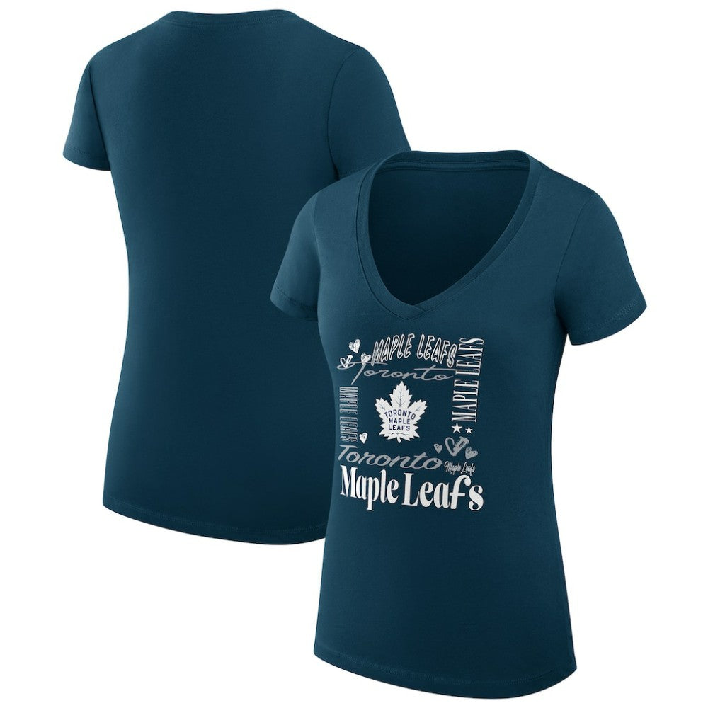 Toronto Maple Leafs G-III 4Her by Carl Banks Women's Super-Slim Fit Lightweight Collage Team Graphic T-Shirt - Blue | NHL online
