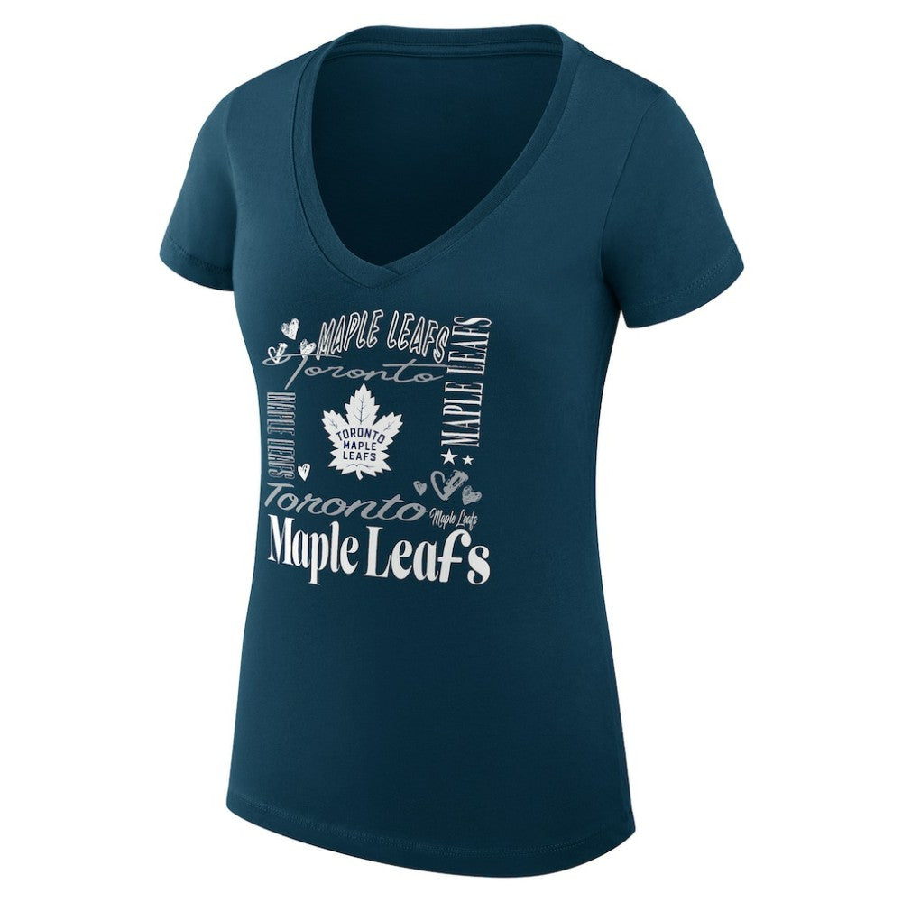 Toronto Maple Leafs G-III 4Her by Carl Banks Women's Super-Slim Fit Lightweight Collage Team Graphic T-Shirt - Blue | NHL online