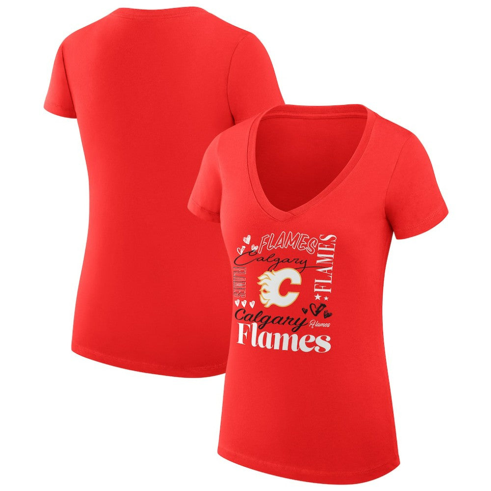 Calgary Flames G-III 4Her by Carl Banks Women's Super-Slim Fit Lightweight Collage Team Graphic T-Shirt - Red | NHL sale